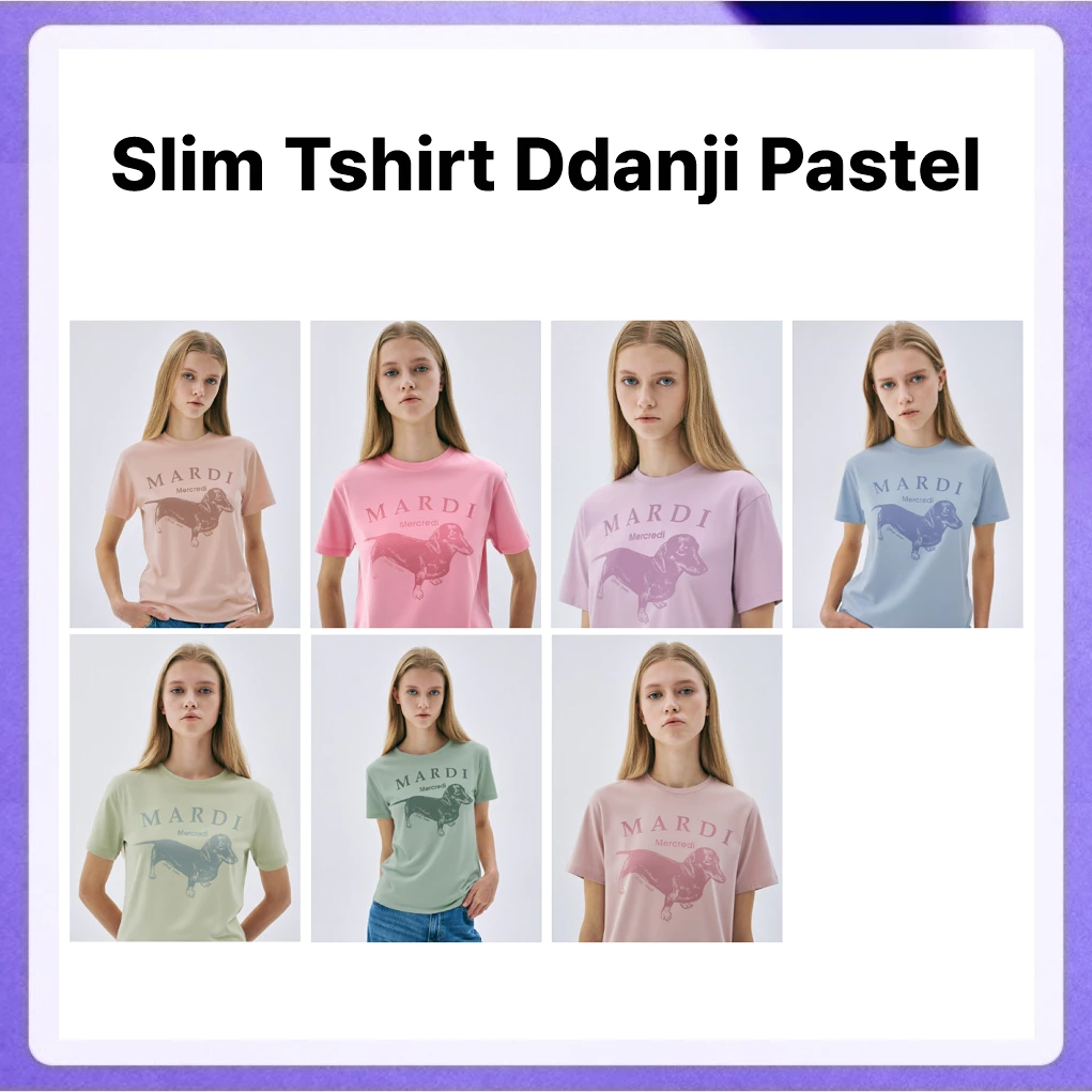 Mardi Mercredi Slim Tshirt Ddanji Pastel (Salmon, Pink, Lavender, Sky, Green, Mint, IndiPink)