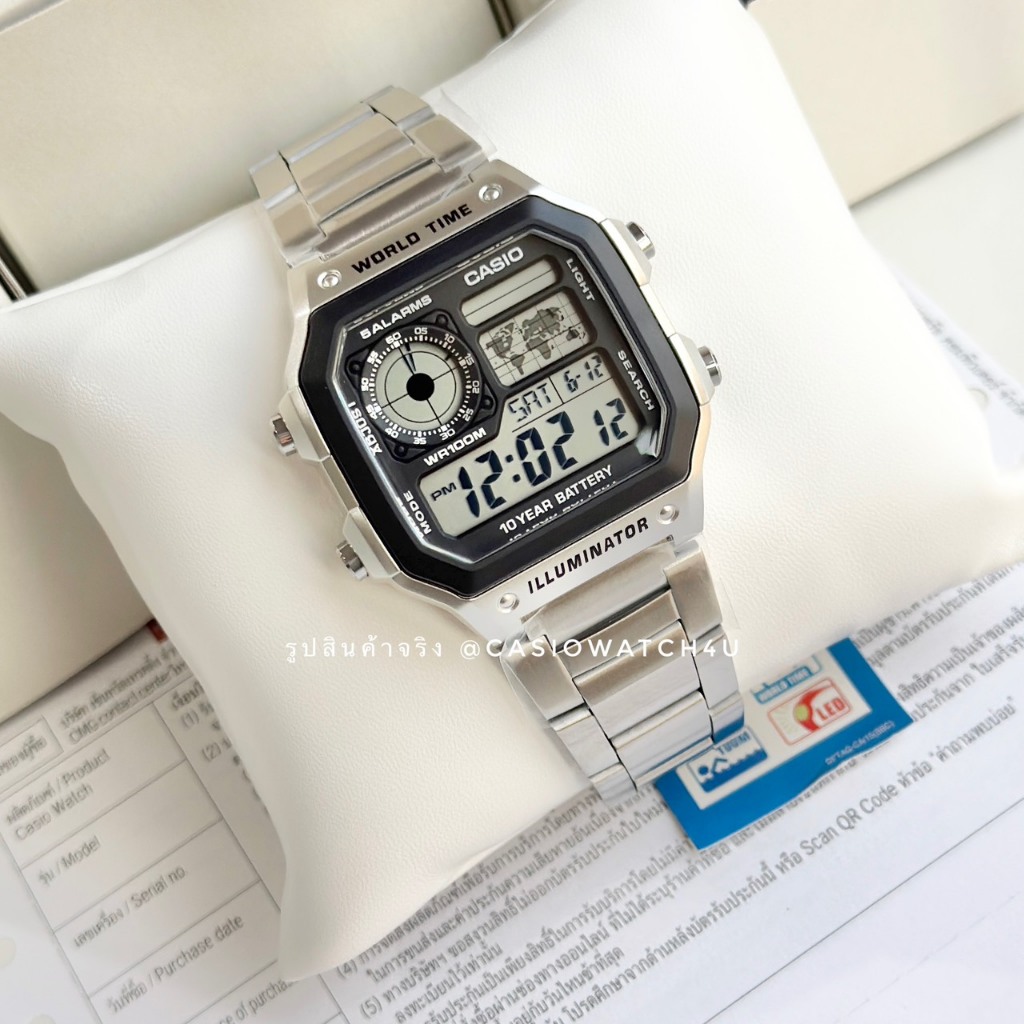 นาฬิกาข้อมือ CASIO รุ่น AE-1200WHD-1A แบต10ปี worldtime รับประกันศูนย์เซ็นทรัล cmg