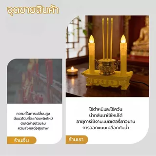 กระถางธูปและเทียนไฟฟ้า LED ชุดธูปเทียนไหว้เจ้า การใช้ปลั๊กไฟและอินเทอร์เฟซ แบบใส่ถ่าน ไร้ฝุ่นควัน เทียนสำหรับไหว้พระ