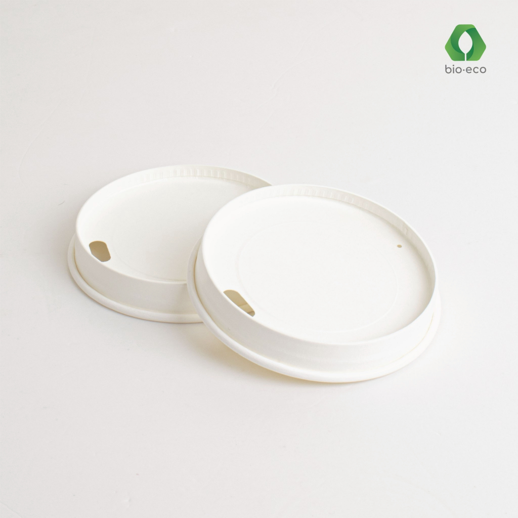 BIO-ECO ฝากระดาษ ยกดื่มพร้อมเจาะหลอด Hot  Dia 80,90 mm (50ชิ้น/แพ็ค)