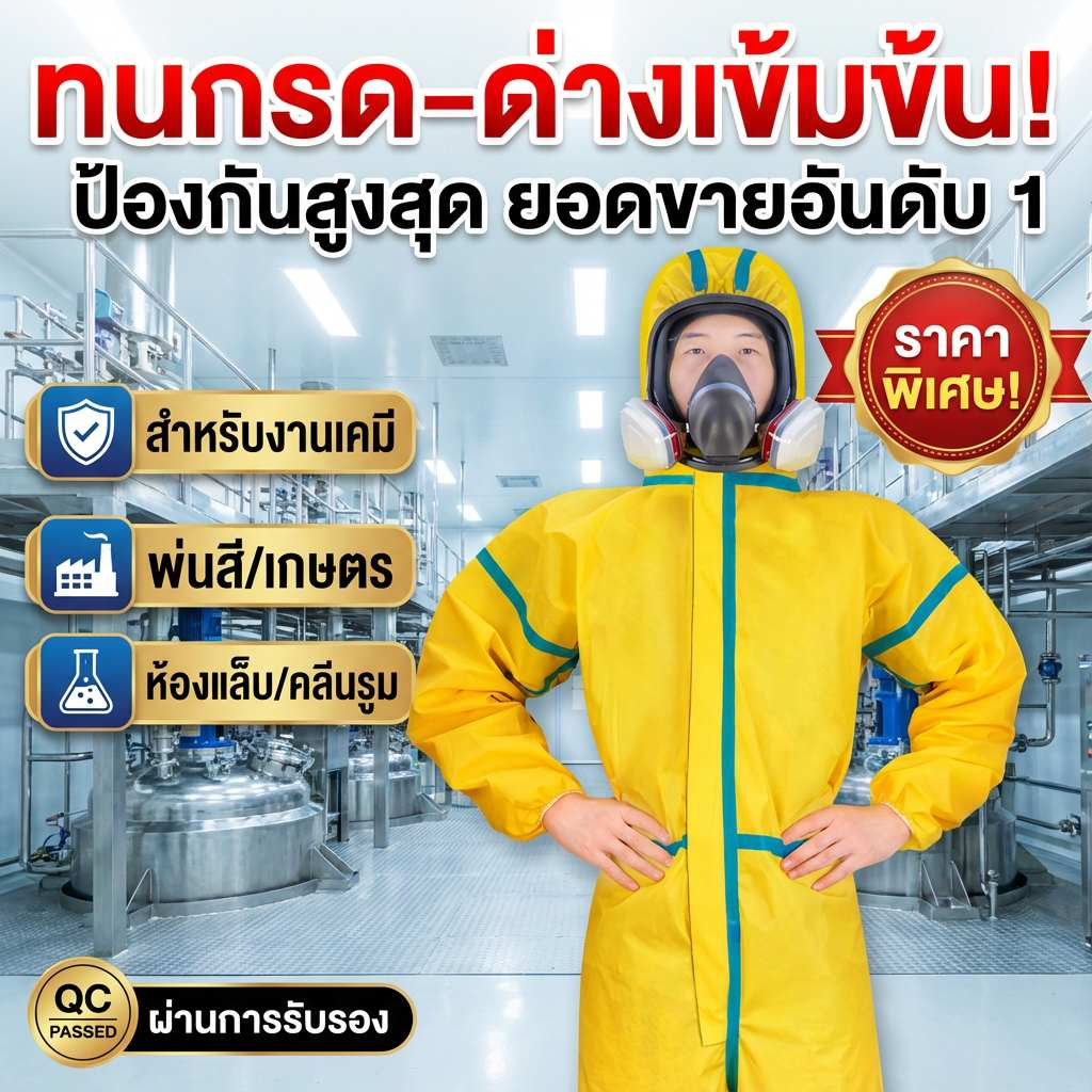 ชุดป้องกันสารเคมี ชุดพ่นยาเกษตร กันฝุ่น กันน้ำ ระบายอากาศดี เบา สวมใส่สบาย ใช้งานพ่นยา งานเกษตร