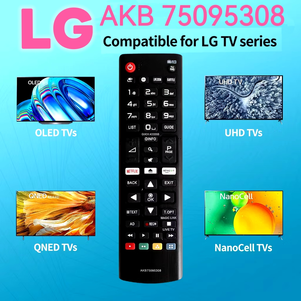 Akb75095308 รีโมตคอนโทรล แบบเปลี่ยน สําหรับสมาร์ททีวี LG LED LCD
