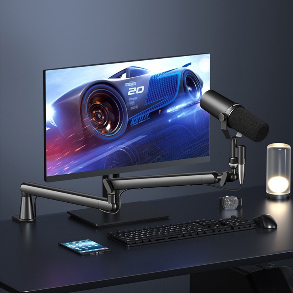 ขาตั้งไมค์เกมมิ่ง/สตรีมมิ่ง - หนีบขอบโต๊ะได้มั่นคง วัสดุอลูมิเนียมอัลลอยด์น้ำหนักเบา ทรงแบนเรียบดูโมเดิร์น - รูปที่ 7