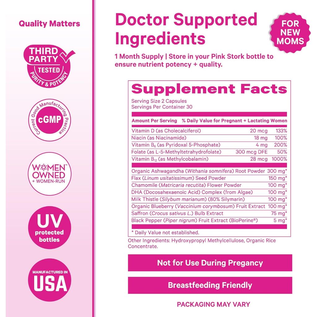 PinkStork Postpartum mood support  60 Capsules ลดความเครียดสะสม ของแม่หลังคลอด - รูปที่ 6