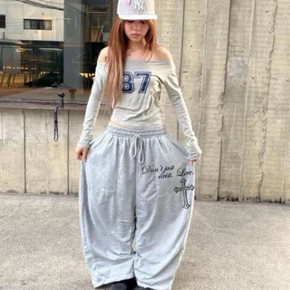 (Zanvis )Baggy sweatpants กางเกงขายาวผ้าวอร์มยืด S-2XLใส่ได้