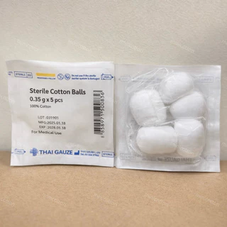 สำลีก้อนสเตอร์ไรด์ Thai Gauze 5 ก้อน/ซอง สำลีก้อน ขนาด 0.35 g. (ยกแพ็ค25ซอง)
