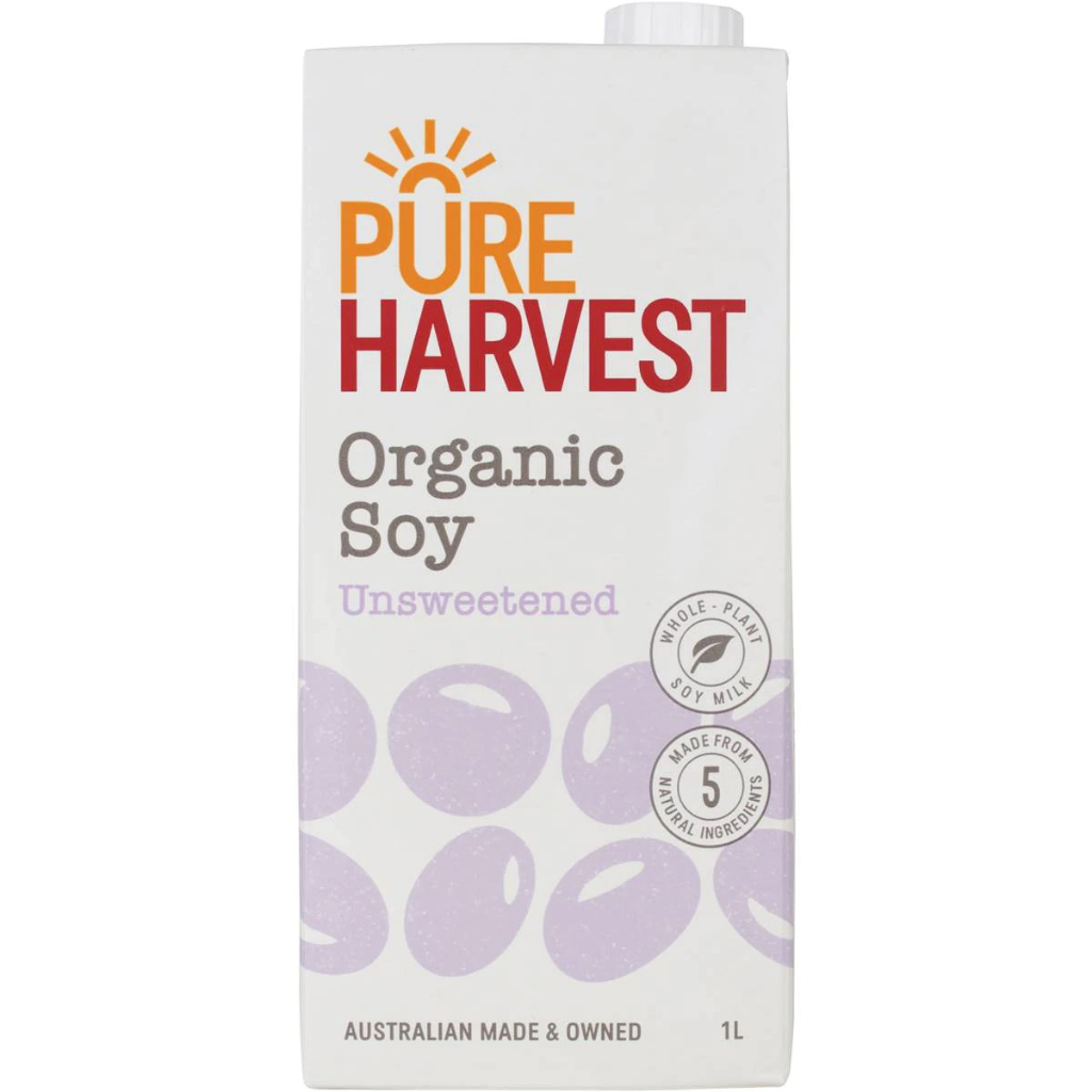 Pureharvest Organic Soy Milk Unsweetened 1L นมถั่วเหลือง ผสมเเคลเซียม ไม่หวาน