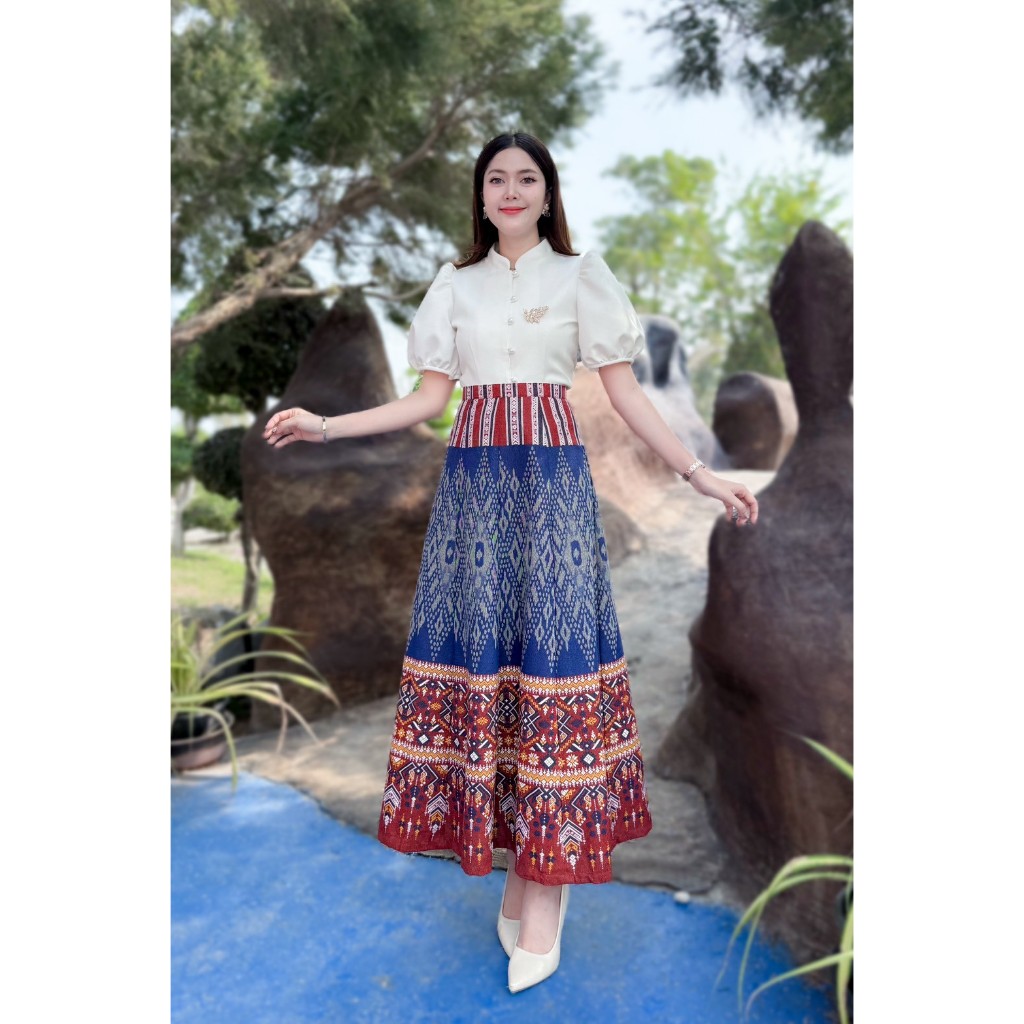"กระโปรงทรงย้วยยาว"  8 ชิ้น ผ้าฝ้ายหมักโคลน พิมพ์ลาย (ไม่อัดกาว) มีไซส์ ซิปหลัง ทรงสวยใส่ทำงาน คาเฟ่ หรือชิวๆ