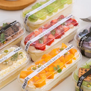 300 มล. กล่องเค้ก พร้อมฝาปิด กล่องขนมพลาสติก กล่องมูสใสทรงสี่เหลี่ยมเกาหลี กล่องบรรจุภัณฑ์อบขนมแบบใช้แล้วทิ้ง