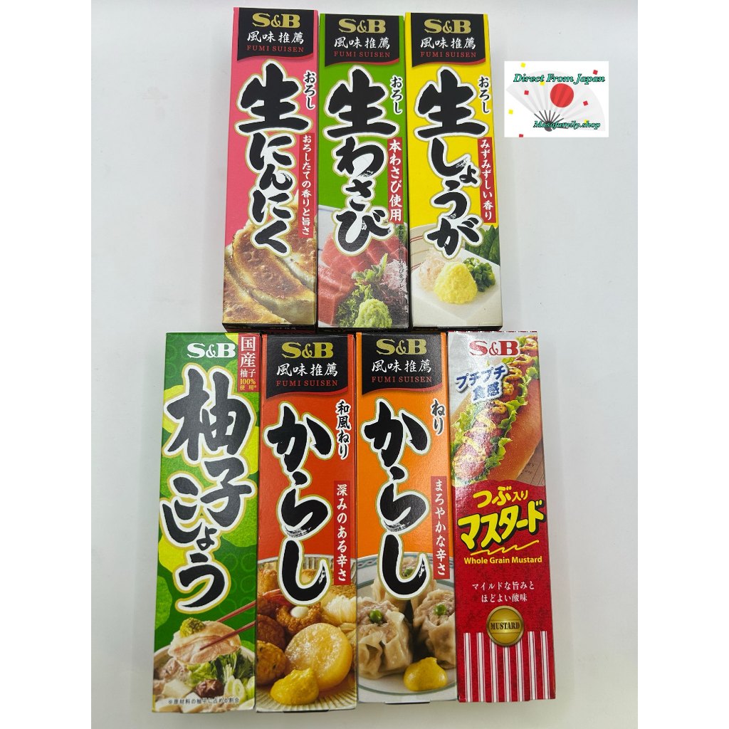 S&B Japanese Condiment Paste Set Made in Japan Wasabi Ginger Garlic Mustard