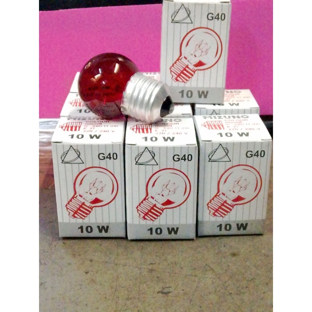 หลอดไฟขั้วเกลียว E27 สีแดง 10W มิซูโน่ MIZUNO หลอดไฟศาลเจ้า