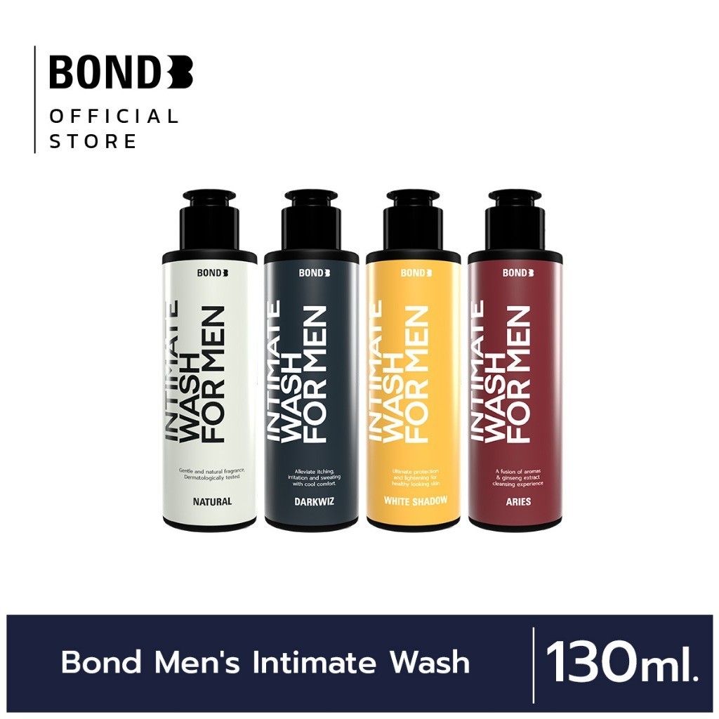 Bond Men’s Intimate Wash Dark Wiz/Aries/White Shadow/Natural บอนด์ ผลิตภัณฑ์ทำความสะอาดเฉพาะที่สำหรับผู้ชาย 130ml