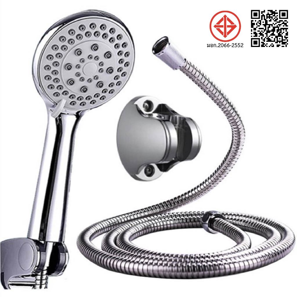 ฝักบัว ชุดฝักบัว ฝักบัวอาบน้ำ ห้องน้ำ ครบชุด หน้ากว้าง 11cm สวยงาม คงทน ปรับระดับได้ 5 ระดับ Y096