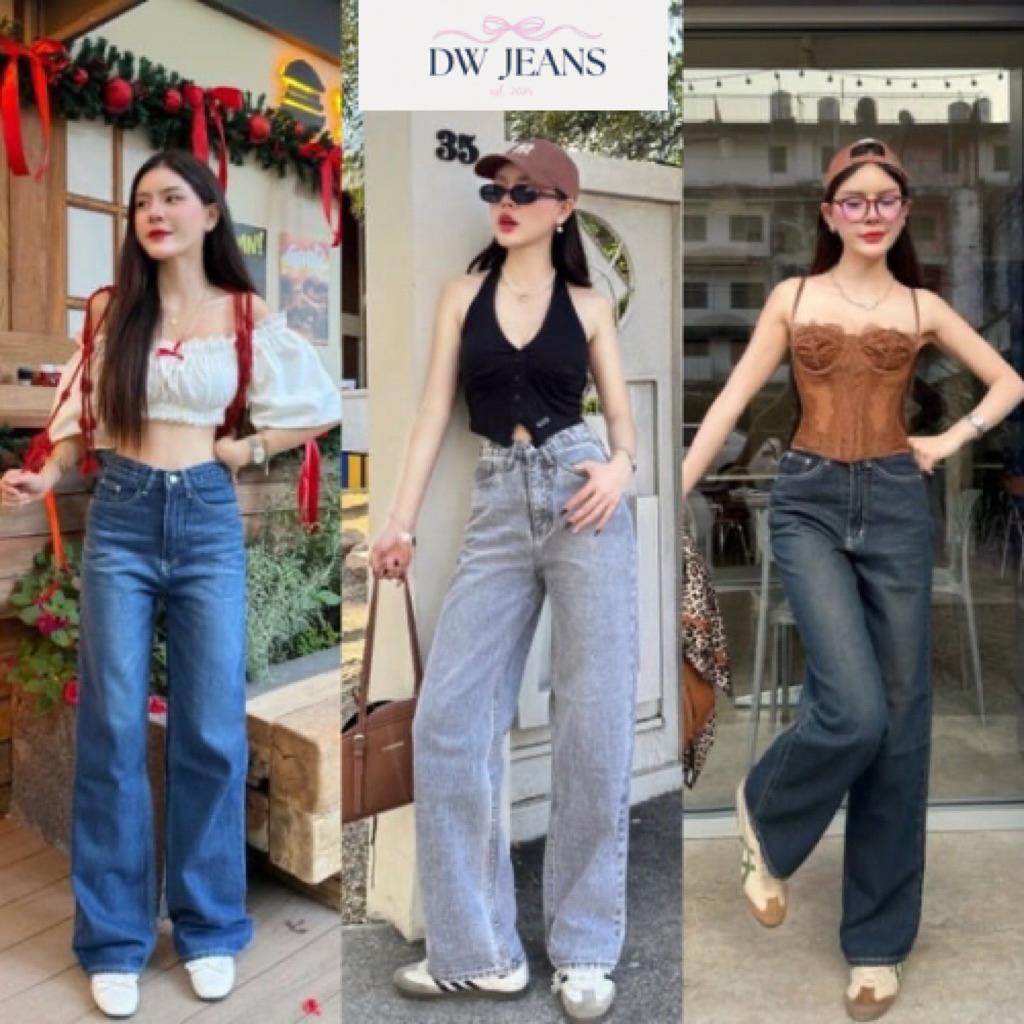 (🚚ส่งด่วน) YAM jeans | S-3XL✨ กางเกงยีนส์เอวสูงทรงกระบอกกลาง #ym9829 #ym9831 ym9850 DWjeans
