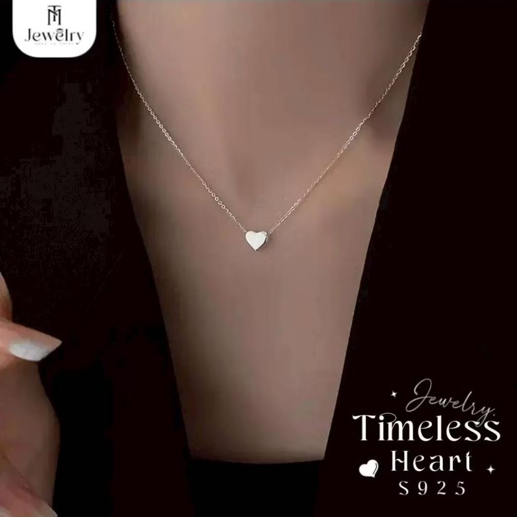 TM Jewelry สร้อยคอเงินแท้ 92.5% รุ่น Timeless Heart จี้หัวใจมินิมอล สร้อยคอผู้หญิง สร้อยคอแฟชั่น พร้อมกล่องพรีเมียม