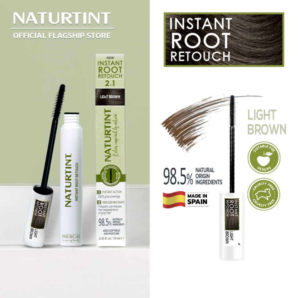Naturtint Instant Root Retouch (Light Brown) มาสคาร่า ปิดผมขาว เติมโคนผม (น้ำตาลอ่อน) ธรรมชาติ และ ออแกนิค  ปริมาณ 10 ml