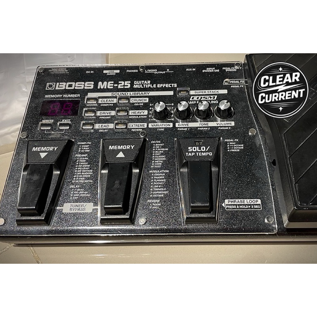🎉 แผ่นกันรอยใส เอฟเฟคมือสอง🎉 (จัดส่งทันที) 🎸 CLEAR CURRENT – Boss ME-25 Edition 🥁