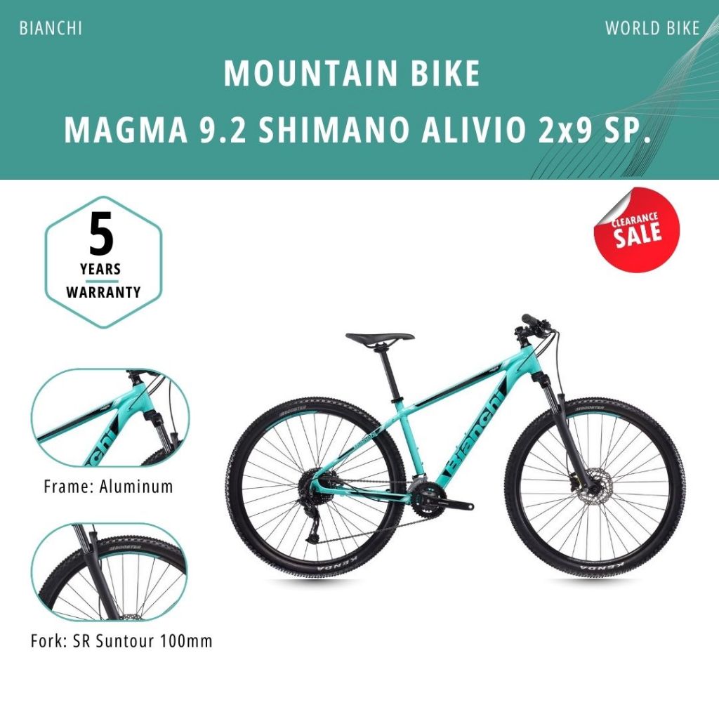 จักรยานเสือภูเขา Bianchi รุ่น Magma 9.2 ชุดเกียร์ Alivio 2x9Sp.