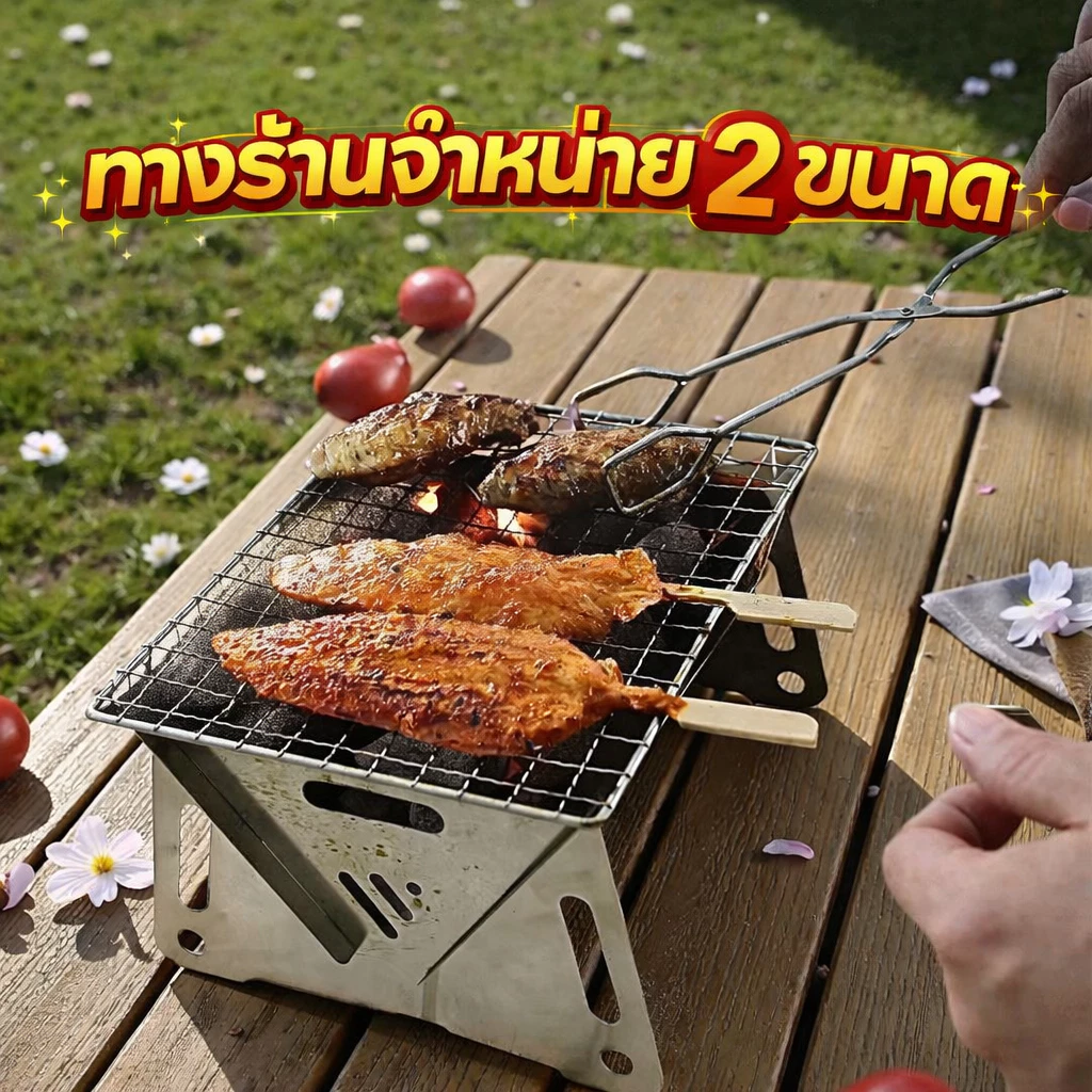 เตาย่างบาร์บีคิว เตาบาร์บีคิว เตาปิ้งย่าง พับเก็บได้ เตาย่างแบบพกพา เตาย่างใช้ถ่าน พกพาไปได้ทุกที่ เหมาะกับการแคมป์ปิ้ง thumbnail 7