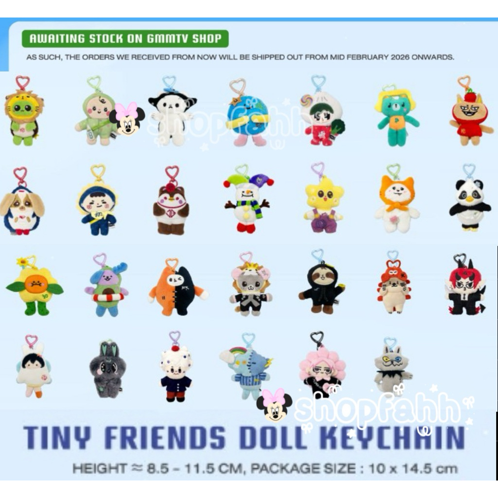 🔥ทักแชทก่อนสั่ง🔥 GMMTV TINY FRIENDS DOLL KEYCHAIN polcasan permpoon any Jummo Domiia Lykyou avocean 