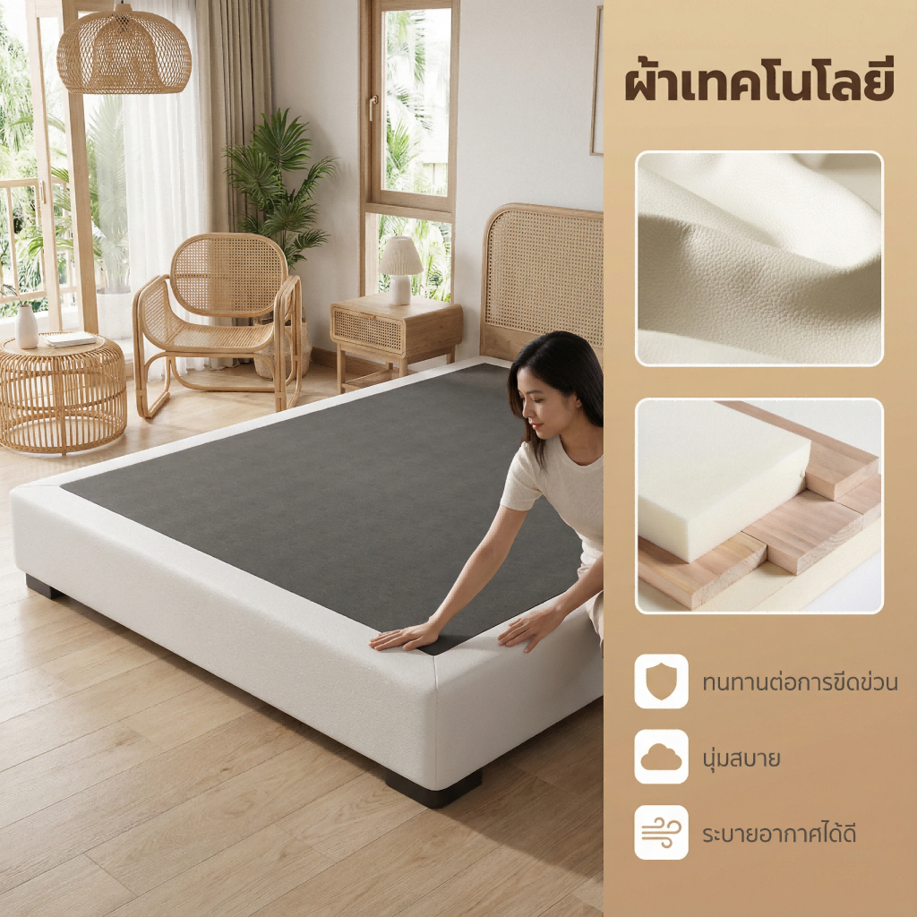 WHF เตียงนอน bed เตียงบล็อก โครงไม้เต็ง รูปที่ 3