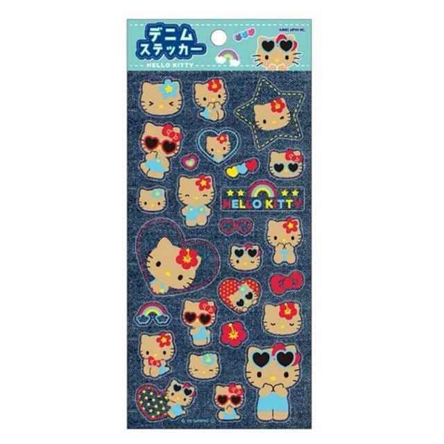 สติกเกอร์ sticker denim kt Japan Sanrio Sticker - HelloKitty tan : Denim Sunburn