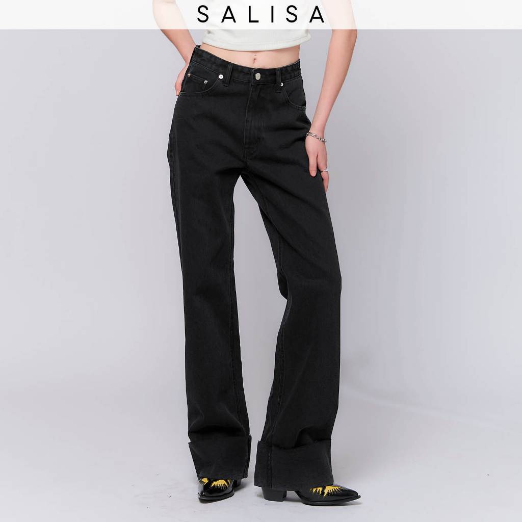 SALISA - JEANS CUFF Mid-Rise Waist กางเกงยีนส์ทรงหลวมพับปลายขา เอวกลางสะดือ - รูปที่ 3