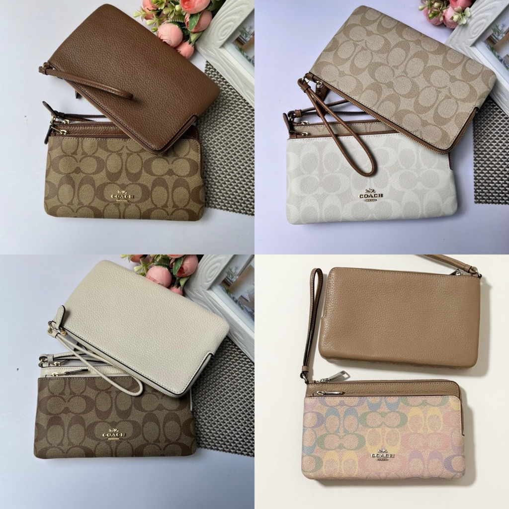 AD🎀 (สด-ผ่อน) คล้องมือ 2L CDN23 C7313 C5576 ลายซี DOUBLE ZIP WALLET