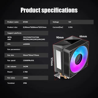 CPU COOLER KF200-DGT JUNGLE LEOPARD พร้อมไฟ LED แสดงอุณหภูมิซีพียู จำหน่ายโดย LWC