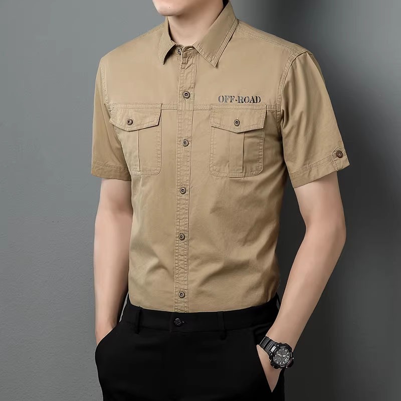 เสื้อเชิ้ตพิมพ์ลายตัวอักษรสไตล์เรโทรอเมริกัน ดีไซน์ชุดทำงานสำหรับผู้ชาย เสื้อสำหรับเดินทาง เสื้อยูนิเซ็กส์ COD