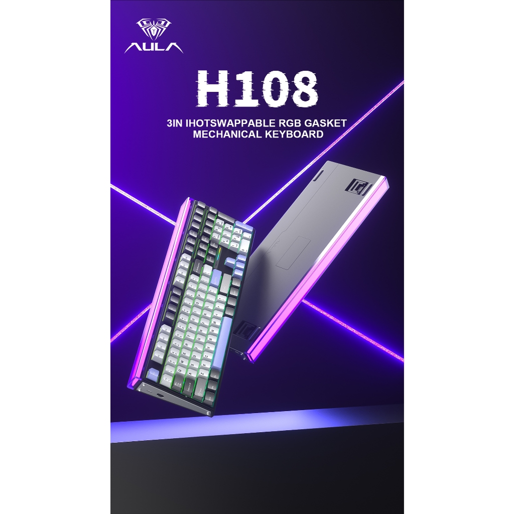 AULA H108 TRI-MODE RGB GASKET MECHANICAL KEYBOARD 108Keys เสียงเงียบ | รับประกัน 2 ปี รูปที่ 8