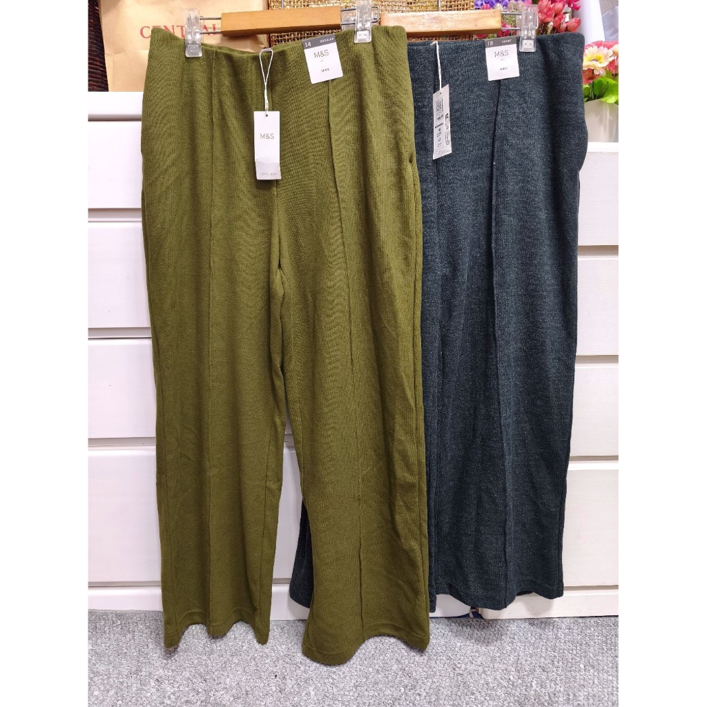 M*s/ Cotton Blend Cosy Wild Leg Trousers Size14,18 กางเกงขากว้าง ไซส์ใหญ่