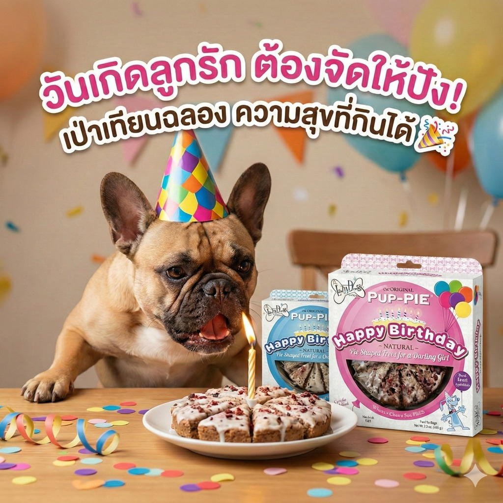 [พร้อมส่ง] เค้กวันเกิดสุนัข The Lazy Dog Pup-Pie พายเค้กฉลองวันเกิด แถมเทียนฟรี! 🎂 นำเข้า USA (Wheat/Corn/Soy Free)