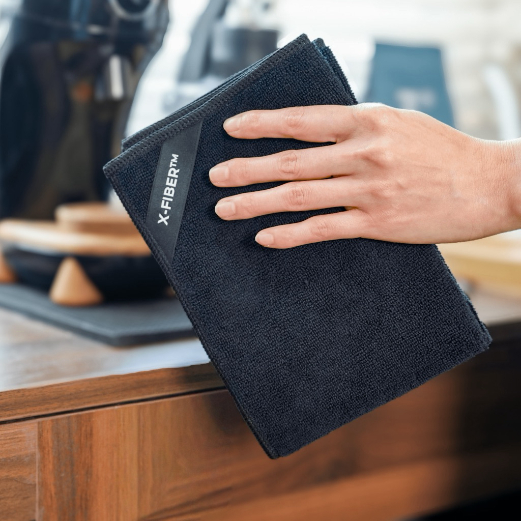 X-Fiber™ สีดำ | ผ้าไมโครไฟเบอร์เกรดพรีเมียม หนานุ่ม แห้งไว ไม่ทิ้งขุย ใช้ได้ทั้งครัว รถ และร้านอาหาร