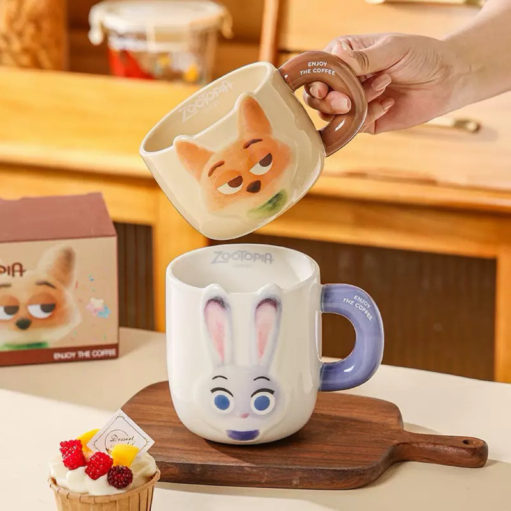 แก้วมัคดิสนีย์ Zootopia ลาย Judy / Nick | แก้วเซรามิกแท้ 500–650ml เข้าไมโครเวฟได้ พร้อมกล่อง