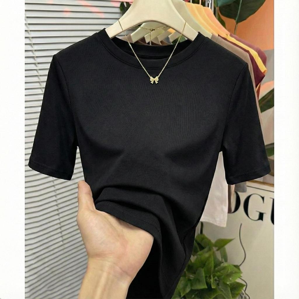 เสื้อยืดผู้หญิง แขนกลาง คอกลม