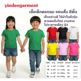 เสื้อยืดเด็กสีพื้น สีเขียวไมโล คอกลมแขนสั้นคอทตอน100% ผ้านุ่…