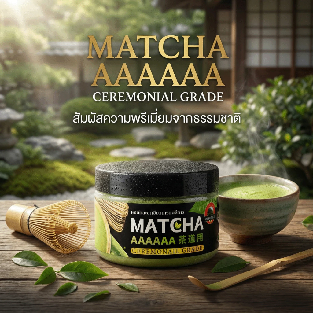 ผงมัทฉะเกรดพิธีการ ตราดอยชาไทย MATCHA POWDER CEREMONIAL GRADE
