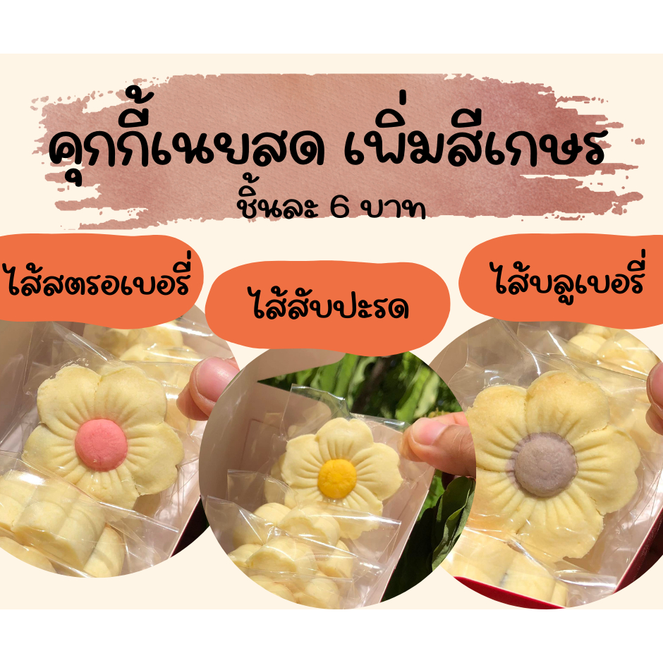 📍สั่งขั้นต่ำ 10 ชิ้น📍📦แพ็คซองใส📦คุกกี้ไส้ผลไม้กวน เพิ่มสีเกษร 🫐🍍🍓