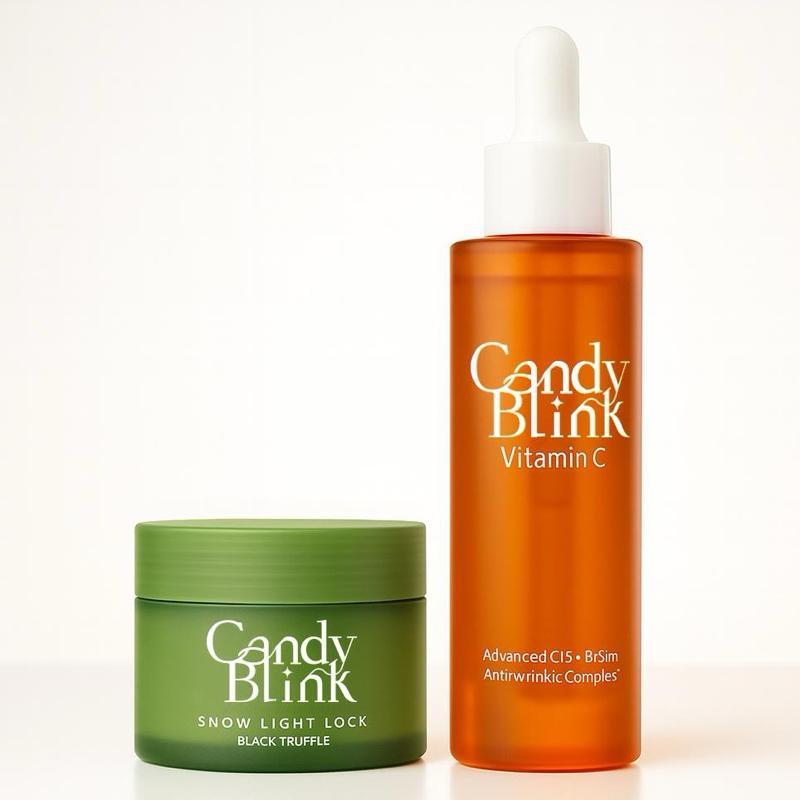 Candy Blink Snow Light Lock + Vit C Serum ชุดดูแลผิวเพื่อผิวกระจ่างใสและเรียบเนียน