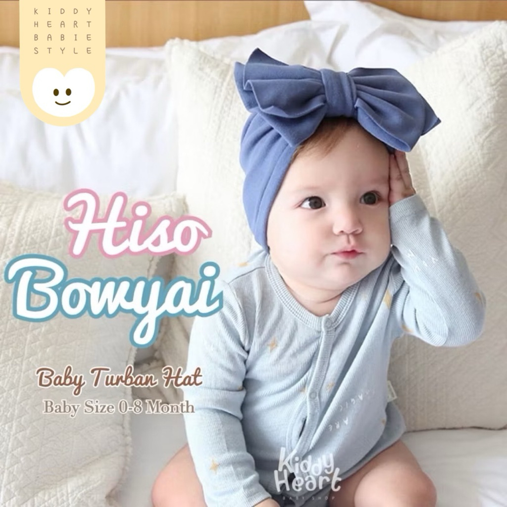 [Kiddy Haet]หมวกเด็กแรกเกิด0-8เดือน รุ่นHiso Bowyai(ไฮโซโบว์ใหญ่)
