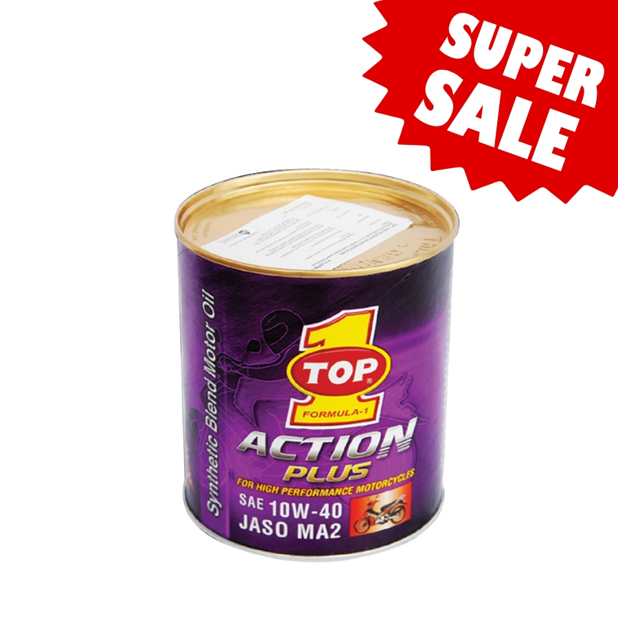 [CLEARANCE SALE] น้ำมันเครื่อง TOP1 10W40 ACTION PLUS สำหรับรถมอเตอร์ไซค์ 4 จังหวะทุกประเภท
