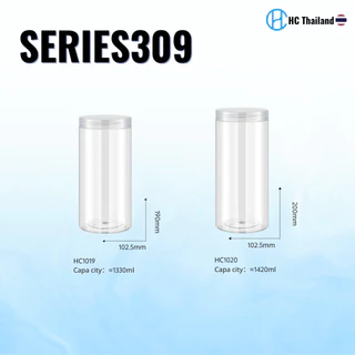 (50ใบ)กระปุกPET 100mm ทรงกลม (ขนาด510-1420ml) series309 I ฟรีแผ่นโฟม Iฝาเกลียว คุกกี้ เครื่องปรุง