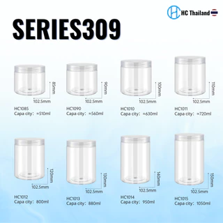 (50ใบ)กระปุกPET 100mm ทรงกลม (ขนาด510-1420ml) series309 I ฟรีแผ่นโฟม Iฝาเกลียว คุกกี้ เครื่องปรุง