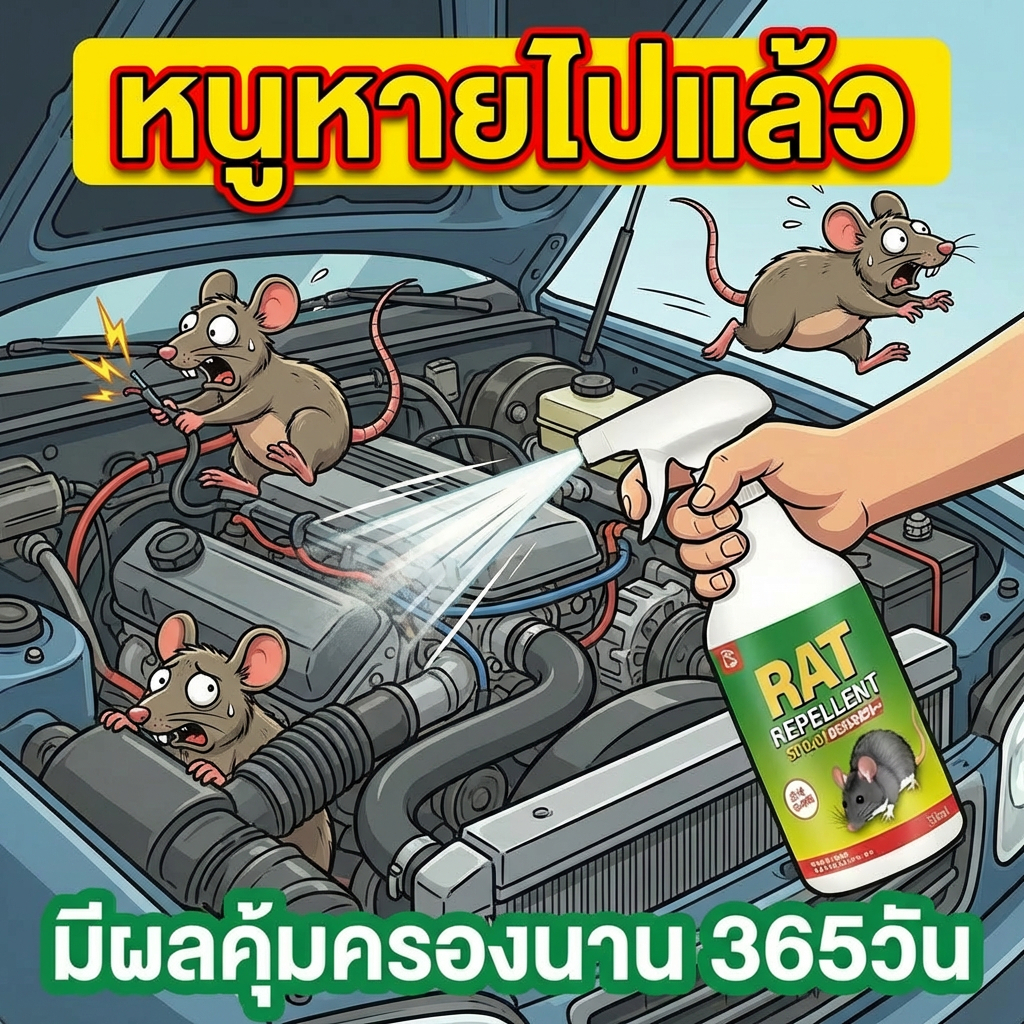 🐭3 วินาที หนูหายหมด🐭NANA สเปรย์ไล่หนู ยาไล่หนู 510ml น้ำยาไล่หนูในรถยนต์ ยาฉีดหนู สารสกัดจากพืช ปราศจากสารเคมีอันตราย