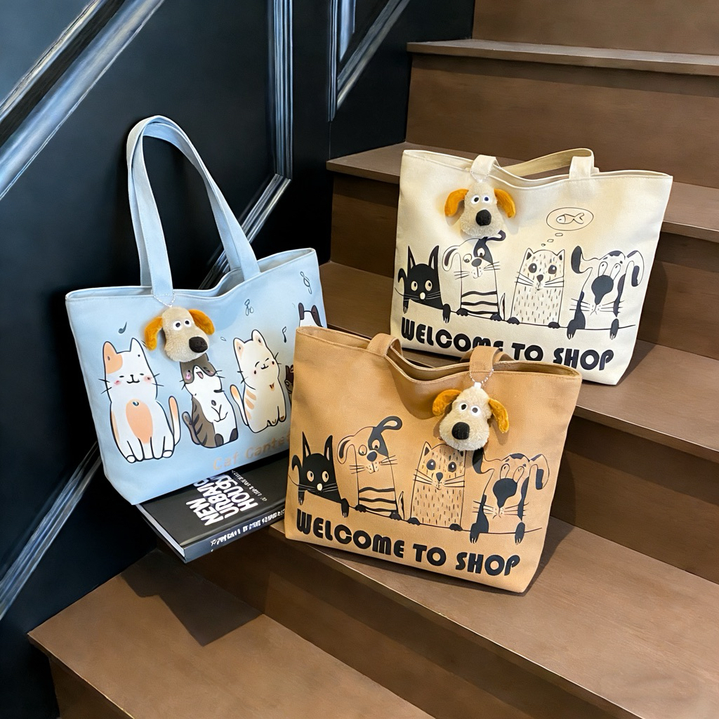 กระเป๋าผ้า(มีซิป) สะพายข้างแฟชั่นTote BagNO.2