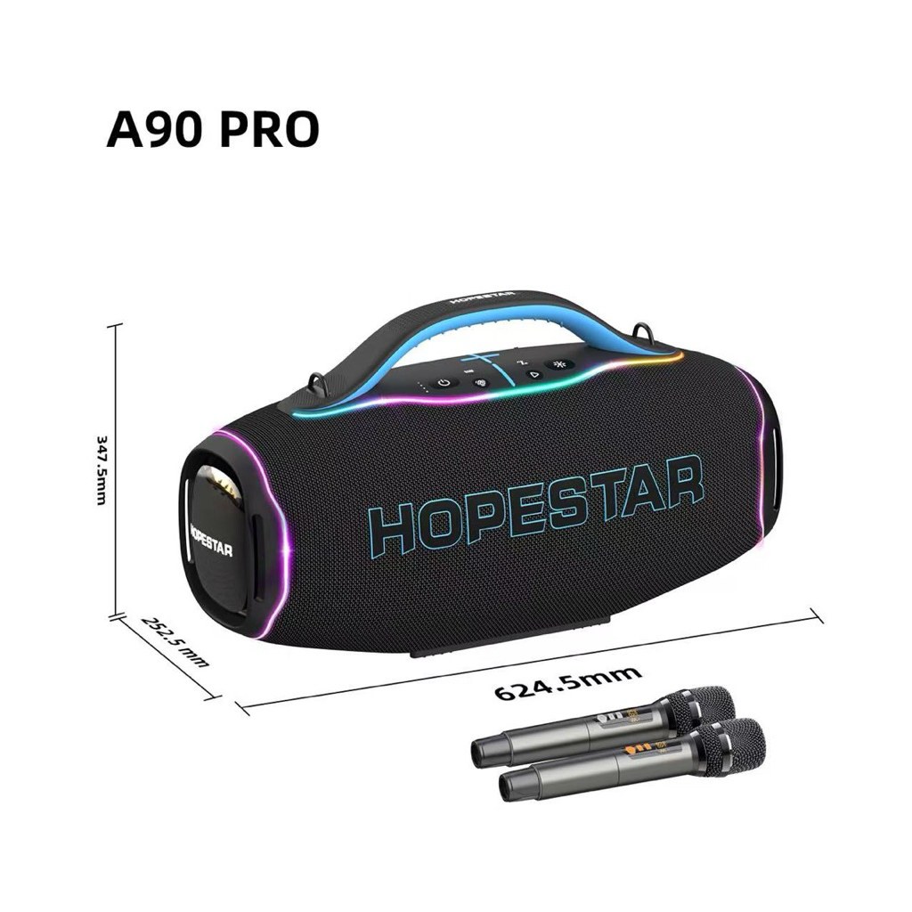 Hopestar A90PRO ลำโพงบลูทูธ 700วัตต์ แถมไมค์ลอย2อัน ลำโพง8ดอก ปรับเบส3โหมด มีไฟRGB ของแท้100%