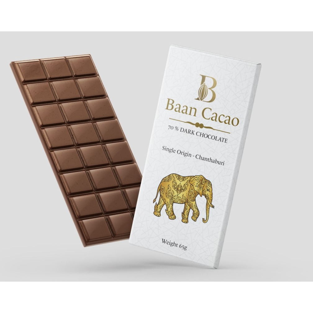 ดาร์กช็อกโกแลต 70% จันทบุรี (Baan Cacao) | 70% Dark Chocolate Single Origin Chanthaburi | Premium Cr