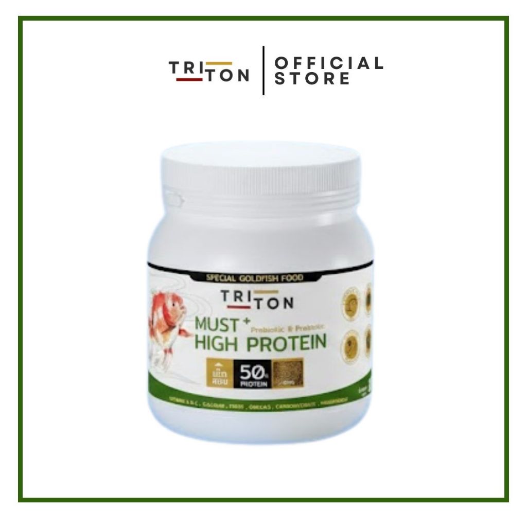 Triton ไทรทัน อาหารปลาทอง แบบลอย โปรตีนสูง 50% กระปุกสุดคุ้ม 800 กรัม ปลาทอง บ้านปลาแต่งตู้ปลา บ้านป