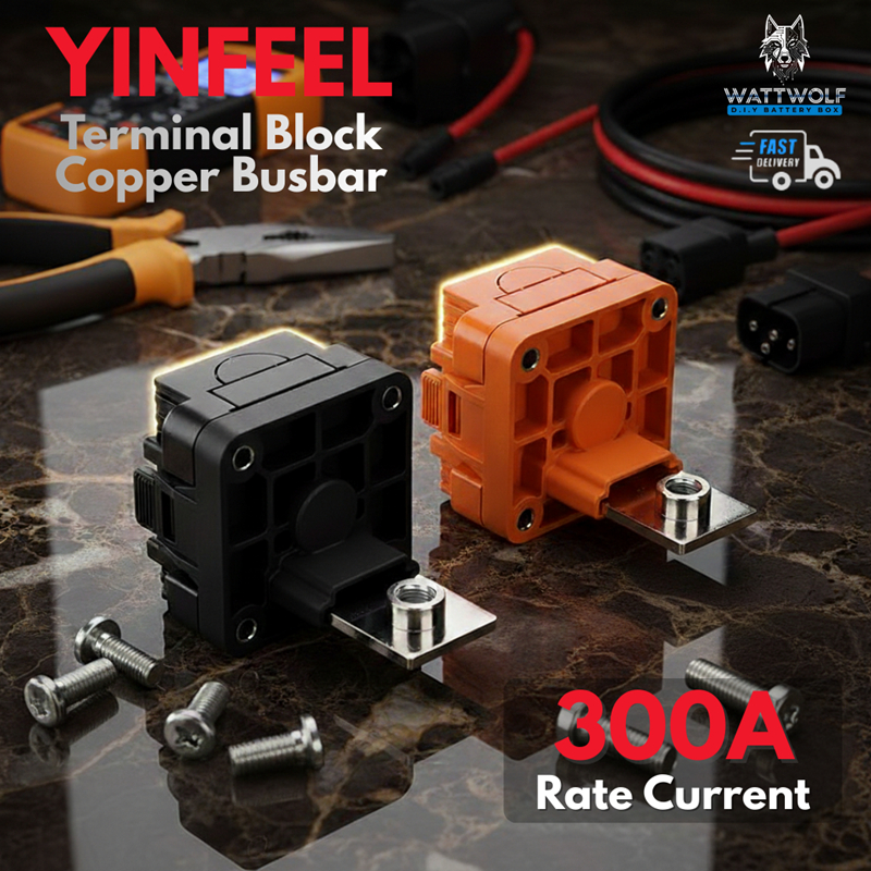 YINFEEL เทอร์มินอลบล็อก (Through-wall) ทนกระแสสูง ขั้วบวก-ลบ ทองแดง ขนาด 200-300 แอมป์ (ราคาต่อคู่)